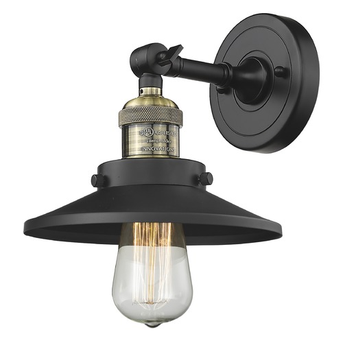 Innovations Lighting Railroad Black Antique Brass Sconce by Innovations Lighting 203-BAB-M6
