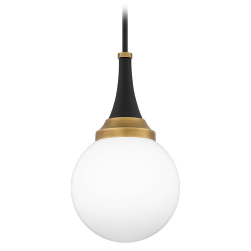 Quoizel Lighting Quoizel Lighting Arlo Matte Black & Lustrous Brass Mini-Pendant Light with Globe Shade QP6758MBK