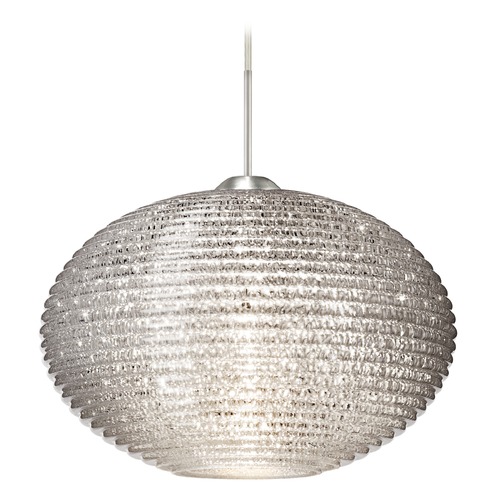 Besa Lighting Besa Lighting Pape Ribbed Glass Satin Nickel LED Pendant Light 1JT-4913GL-LED-SN