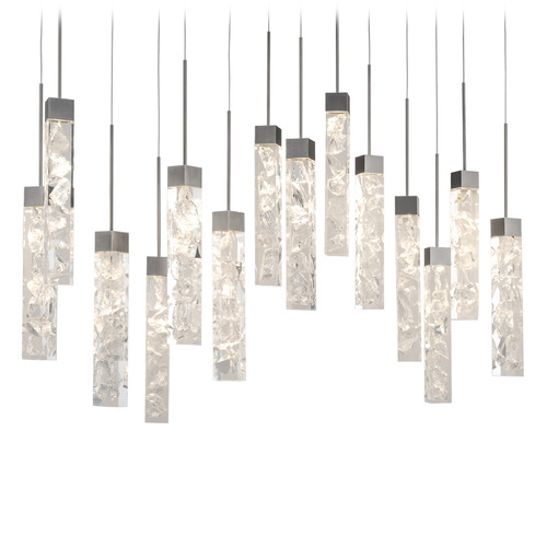 Modern Forms by WAC Lighting Modern Forms Minx Antique Nickel LED Multi-Light Pendant with Rectangle Shade PD-78014L-AN