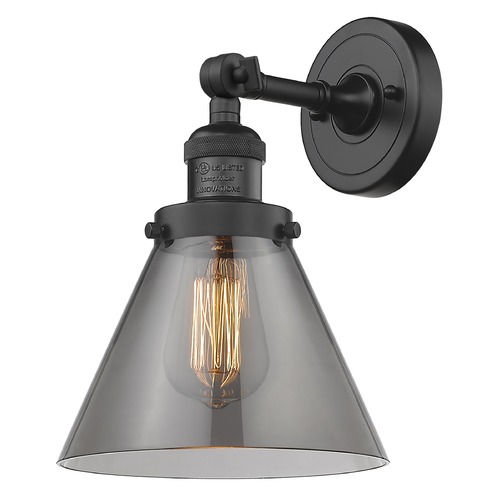 Innovations Lighting Large Cone Matte Black Sconce by Innovations Lighting 203-BK-G43
