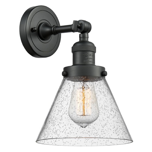 Innovations Lighting Large Cone Matte Black Sconce by Innovations Lighting 203-BK-G44