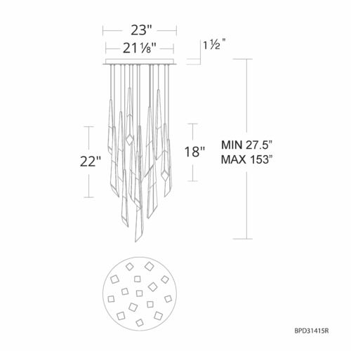 Schonbek Beyond Schonbek Beyond Solitude Antique Nickel LED Multi-Light Pendant BPD31415-AN
