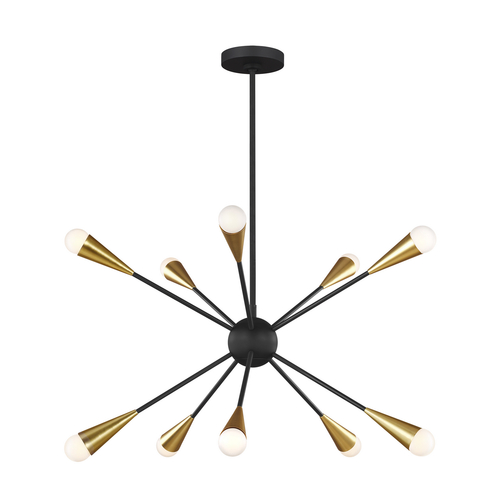Visual Comfort Studio Collection ED Ellen-DeGeneres Jax Midnight Black & Burnished Brass Chandelier by Visual Comfort Studio EC10310MBK