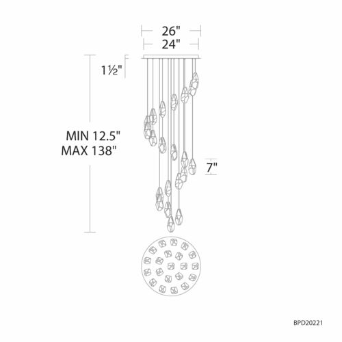 Schonbek Beyond Schonbek Beyond Martini Aged Brass LED Multi-Light Pendant BPD20221O-AB