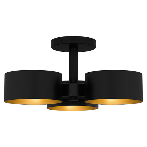 Quoizel Lighting Quoizel Lighting Nala Matte Black & Gold Semi-Flushmount Light QSF6745MBK
