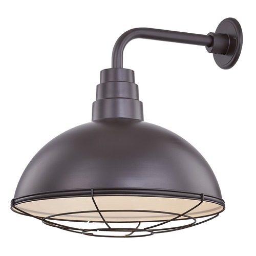 Recesso Lighting by Dolan Designs Bronze Gooseneck Barn Light with 18-Inch Caged Dome Shade BL-ARMD2-BZ/BL-SH18D/CG18S