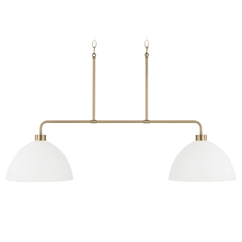 HomePlace by Capital Lighting Homeplace By Capital Lighting Ross Aged Brass & White Island Light with Bowl / Dome Shade 852021AW