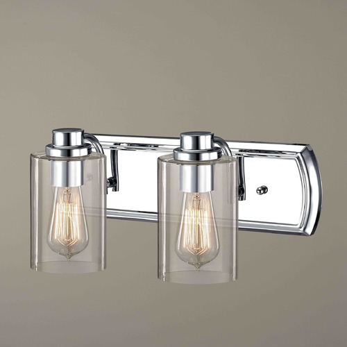Design Classics Lighting Transitional 2-Light Vanity Light in Chrome 1202-26 GL1040C