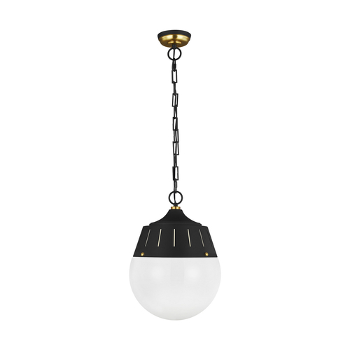 Visual Comfort Studio Collection Thomas O'Brien Arlett Midnight Black & Burnished Brass Pendant by Visual Comfort Studio TP1092MBK/BBS