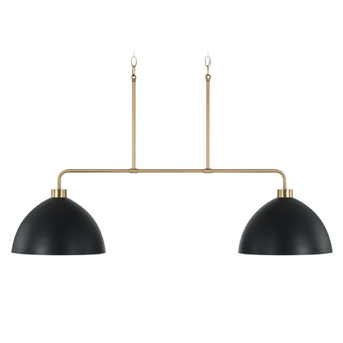 HomePlace by Capital Lighting Homeplace By Capital Lighting Ross Aged Brass & Black Island Light with Bowl / Dome Shade 852021AB
