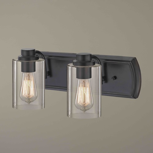 Design Classics Lighting Transitional 2-Light Bath Wall Light in Bronze 1202-36 GL1040C