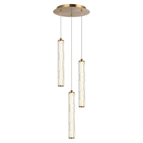 Matteo Lighting Matteo Lighting Ripley Aged Gold Brass LED Multi-Light Pendant with Cylindrical Shade C31803AG