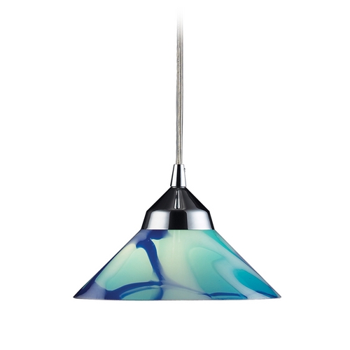 Elk Lighting Modern Art Glass Mini-Pendant Light Chrome Refraction by Elk Lighting 1477/1CAR