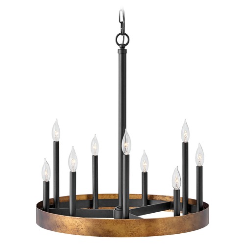 Hinkley Wells 24-Inch Weathered Brass & Black Chandelier by Hinkley Lighting 3866WA