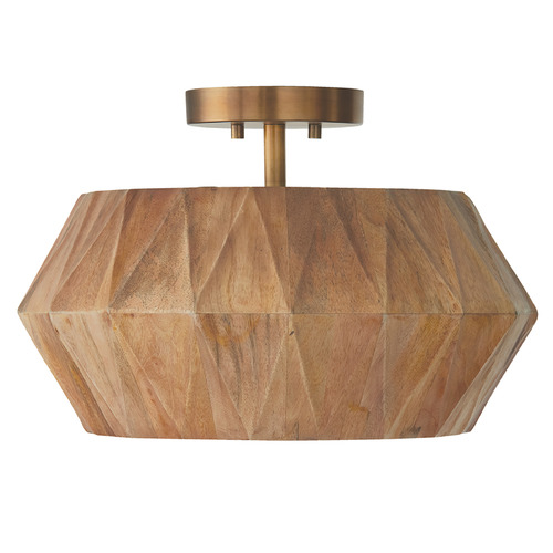 Capital Lighting Capital Lighting Nadeau Light Wood and Patinaed Brass Semi-Flushmount Light 251011LW