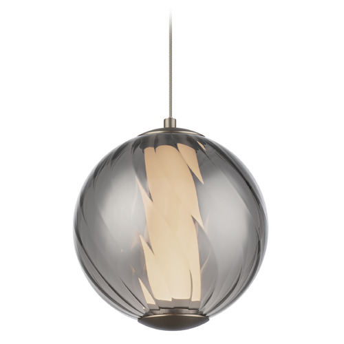 Modern Forms by WAC Lighting Modern Forms Swirly Brushed Nickel LED Mini-Pendant Light with Globe Shade PD-32507-30-SM/BN