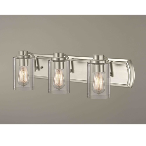 Design Classics Lighting Transitional 3-Light Bathroom Light in Satin Nickel 1203-09 GL1040C