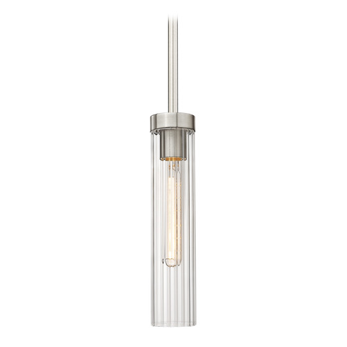 Z-Lite Z-Lite Beau Brushed Nickel Mini-Pendant Light with Cylindrical Shade 740P-ROD-BN