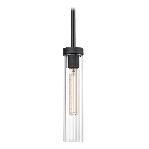 Z-Lite Z-Lite Beau Matte Black Mini-Pendant Light with Cylindrical Shade 740P-ROD-MB
