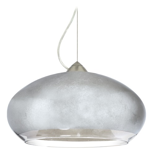 Besa Lighting Besa Lighting Brio Satin Nickel LED Pendant Light with Oblong Shade 1KX-4345SF-LED-SN