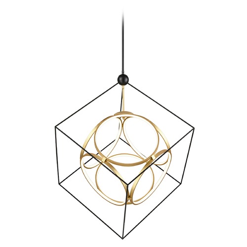 Kuzco Lighting Monza Black & Antique Brass LED Pendant by Kuzco Lighting CH19234-BK/AN