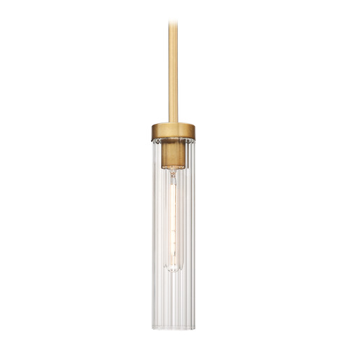 Z-Lite Z-Lite Beau Rubbed Brass Mini-Pendant Light with Cylindrical Shade 740P-ROD-RB