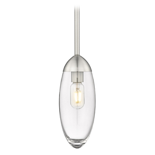 Z-Lite Z-Lite Arden Brushed Nickel Mini-Pendant Light with Oblong Shade 651P-ROD-BN
