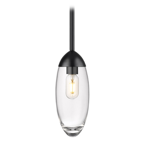 Z-Lite Z-Lite Arden Matte Black Mini-Pendant Light with Oblong Shade 651P-ROD-MB