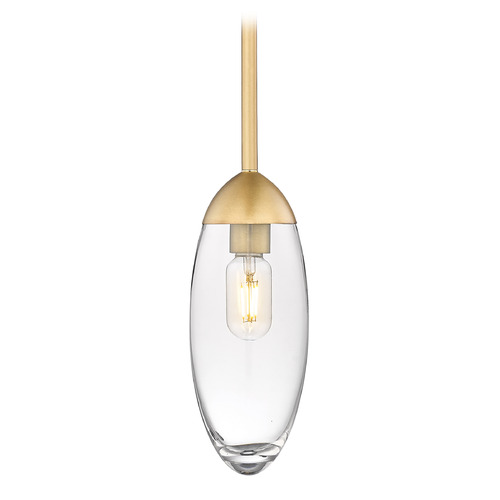 Z-Lite Z-Lite Arden Rubbed Brass Mini-Pendant Light with Oblong Shade 651P-ROD-RB