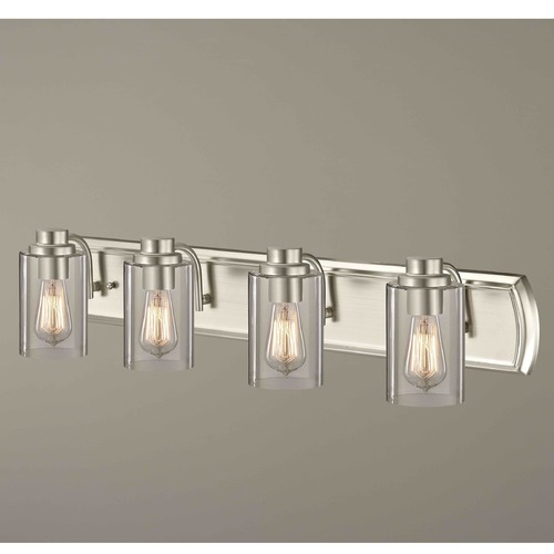 Design Classics Lighting Transitional 4-Light Bathroom Light in Satin Nickel 1204-09 GL1040C