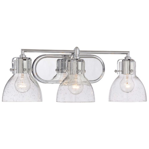 Minka Lavery Industrial 3-Light Seeded Glass Bathroom Lighting in Chrome 5723-77