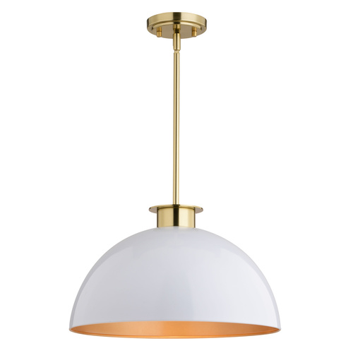 Vaxcel Lighting Devon Glossy White & Satin Brass Pendant Light by Vaxcel Lighting P0411