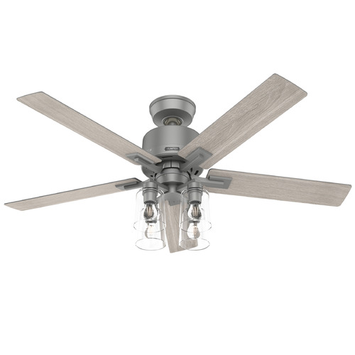 Hunter Fan Company Hunter Fan Company Techne Matte Silver LED Ceiling Fan with Light 52310