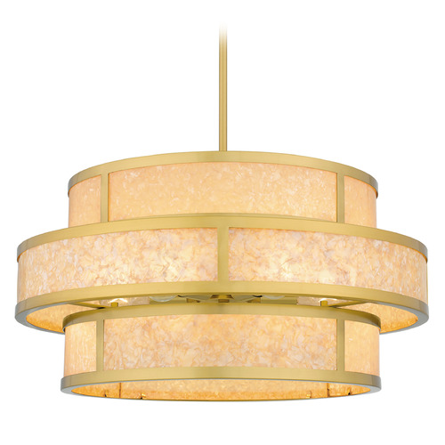 Quoizel Lighting Quoizel Lighting Stoneland Brushed Gold Pendant Light with Drum Shade STO2824BRG