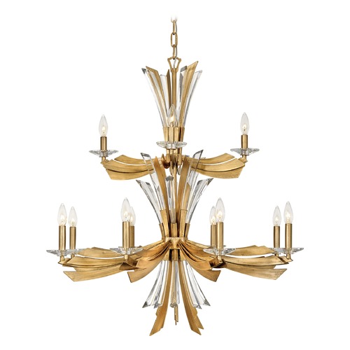 Fredrick Ramond Vida 37.25-Inch High Chandelier in Burnished Gold with Crystal by Fredrick Ramond FR40909BNG