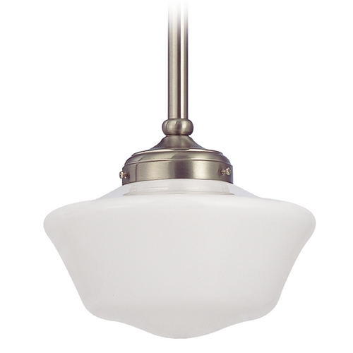 Design Classics Lighting 10-Inch Satin Nickel Schoolhouse Mini-Pendant Light FA4-09 / GA10
