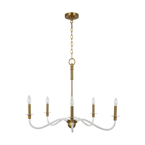 Visual Comfort Studio Collection Chapman & Meyers Hanover 31.88-Inch Burnished Brass & Lucite Chandelier by Visual Comfort Studio CC1315BBS