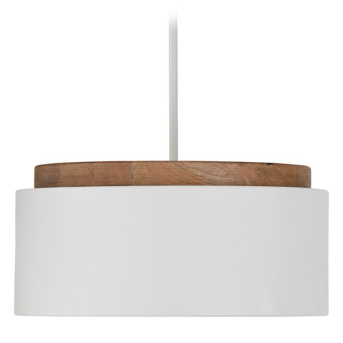 Capital Lighting Capital Lighting Liam Light Wood and White Pendant Light with Drum Shade 350912LT