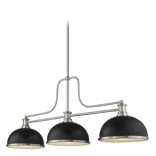 Z-Lite Melange Brushed Nickel Billiard Light by Z-Lite 725-3BN-D12MB+BN