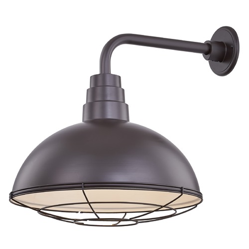 Recesso Lighting by Dolan Designs Bronze Gooseneck Barn Light with 16-Inch Caged Dome Shade BL-ARMD3-BZ/BL-SH16D/CG16S