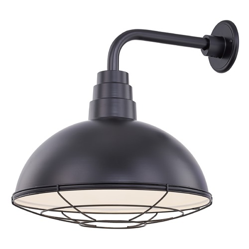 Recesso Lighting by Dolan Designs Black Gooseneck Barn Light with 18-Inch Caged Dome Shade BL-ARMD3-BLK/BL-SH18D/CG18S