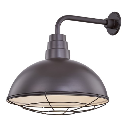 Recesso Lighting by Dolan Designs Bronze Gooseneck Barn Light with 18-Inch Caged Dome Shade BL-ARMD3-BZ/BL-SH18D/CG18S