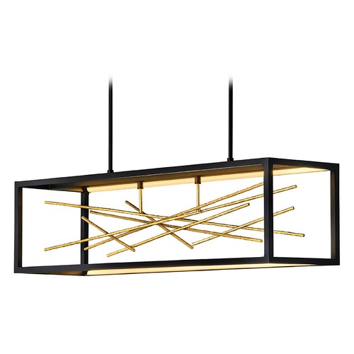 Fredrick Ramond Styx 45-Inch LED Linear Pendant in Black & Gilded Gold by Fredrick Ramond FR46406BLK