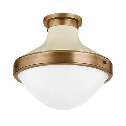 Troy Lighting Troy Lighting Maxton Patina Brass and Soft Sand LED Flushmount Light C3113-PBR/SSD