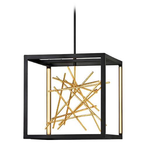 Fredrick Ramond Styx 20-Inch LED Pendant in Black & Gilded Gold by Fredrick Ramond FR46407BLK
