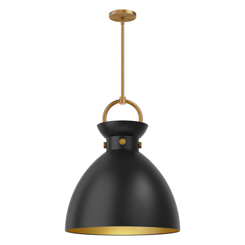 Alora Lighting Alora Lighting Waldo Aged Gold & Matte Black Pendant Light with Bowl / Dome Shade PD411318AGMB