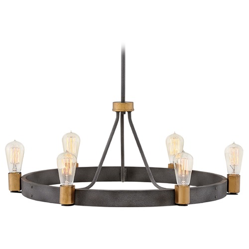 Hinkley Silas 28.75-Inch Aged Zinc & Heritage Brass Chandelier by Hinkley Lighting 4266DZ