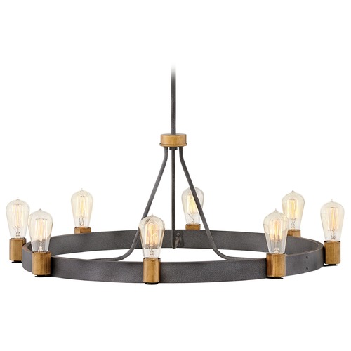 Hinkley Silas 33-Inch Aged Zinc & Heritage Brass Chandelier by Hinkley Lighting 4268DZ
