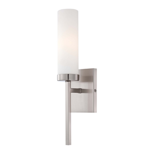 Minka Lavery Modern Sconce Wall Light with White Glass in Brushed Nickel by Minka Lavery 4460-84